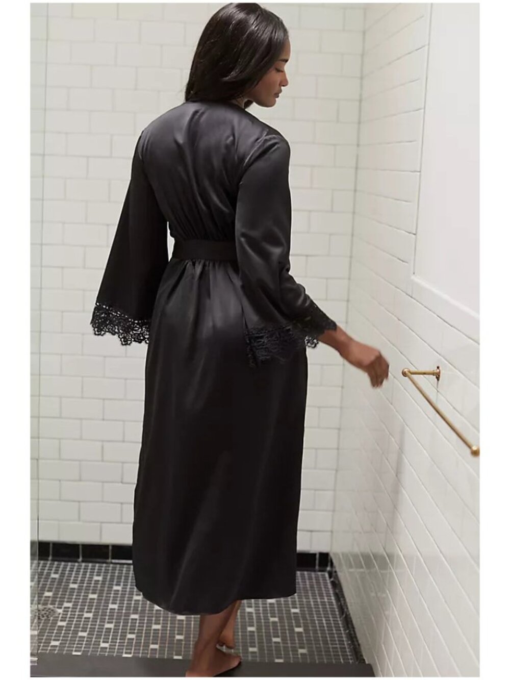 Rya Collection | Rosey Lace Trimmed Satin Robe | NWT - Picture 3 of 11